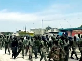 Haiti - Security : Military marching in the streets of Port-au-Prince