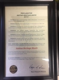 Haiti - Diaspora : The city of Miramar proclaims the month of May, Haitian Heritage Month