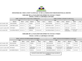 Haiti - FLASH : D-1, Calendar and schedules of the Bac exams