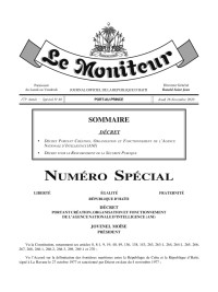 Haïti - Politique : Décret sur la création de l’Agence de renseignement d’Haïti