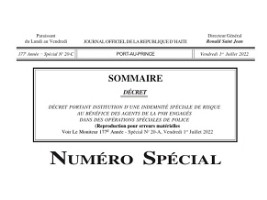 Haiti - Politic : Details on risk compensation for PNH agents engaged in special operations