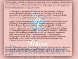 Haiti - Economy : Position of the Barbancourt Company on the press note of the private business sector