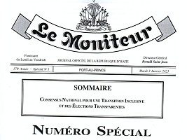 Haiti - Politic : The Government publishes the text of the December 21 agreement without the names of the members of the HCT (official text)