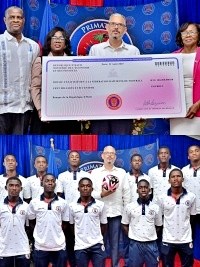 Haiti - Football : PM handed a 100 million gourdes check to FHF