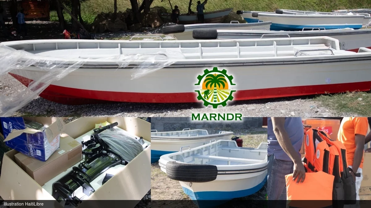 Haïti - Sud : Nouvelle distribution aux pêcheurs d’un lot d’équipements dont des bateaux en fibre de verre et des moteurs…